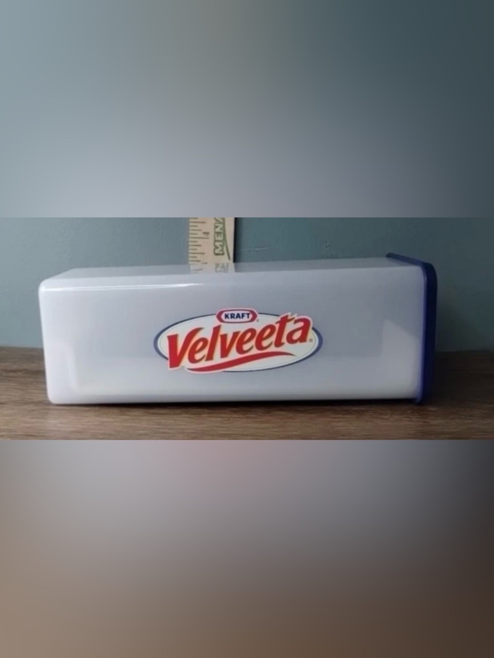 Tupperware White Cheese Storage Box with Blue Accent Velveeta Logo